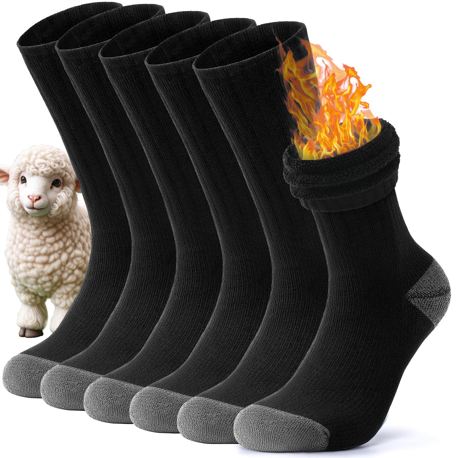 RUIXUE Merino Wool Hiking Crew Socks close-up showing warm plush texture for cold days