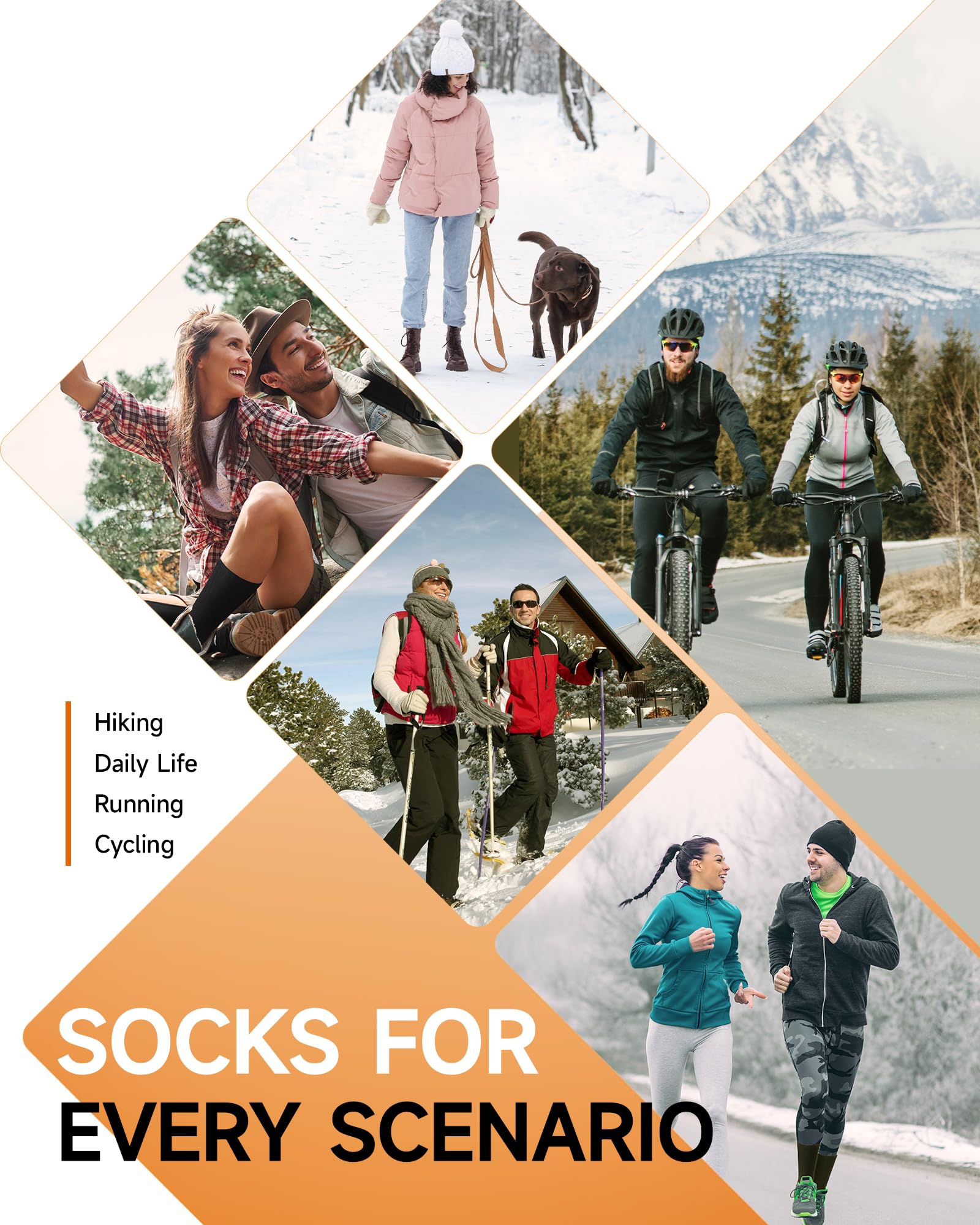 RUIXUE Merino Wool Hiking Crew Socks suitable for winter hiking and daily cold-weather activities