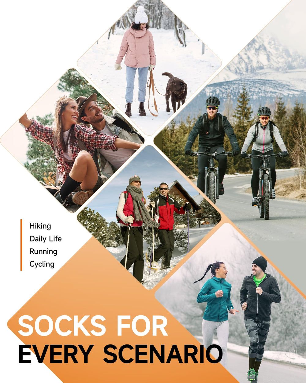 RUIXUE Merino Wool Hiking Crew Socks suitable for winter hiking and daily cold-weather activities