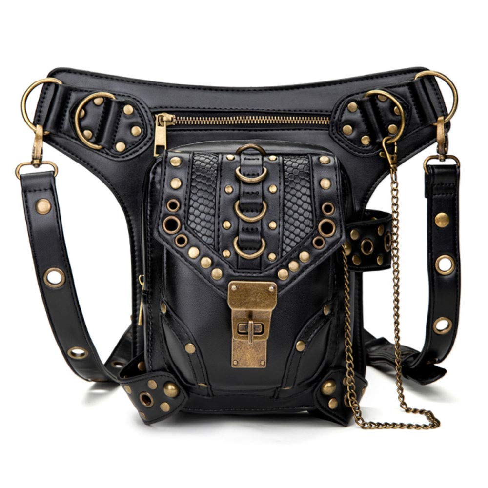Rullar Retro Punk Waist Bag made with durable PU leather for outdoor use