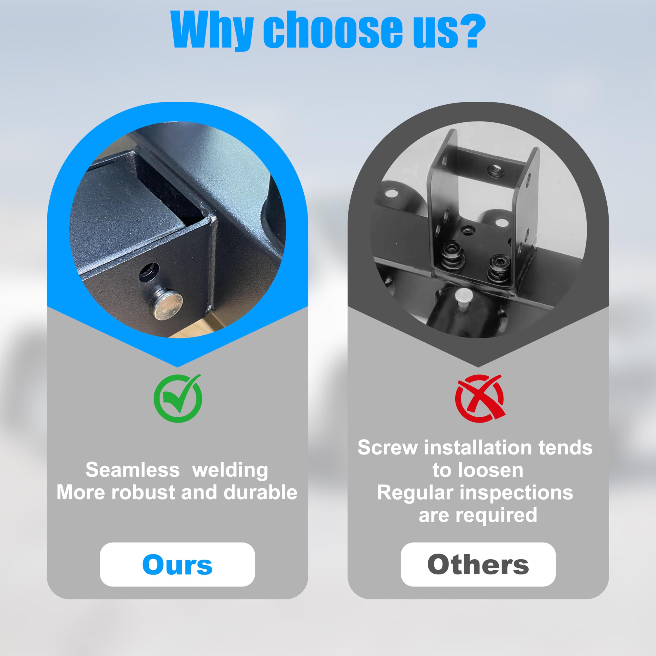 One-piece welded main bracket and U-bolt for durability