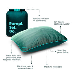 Rumpl adjustable camp pillow loft-insert being removed for personalized head support