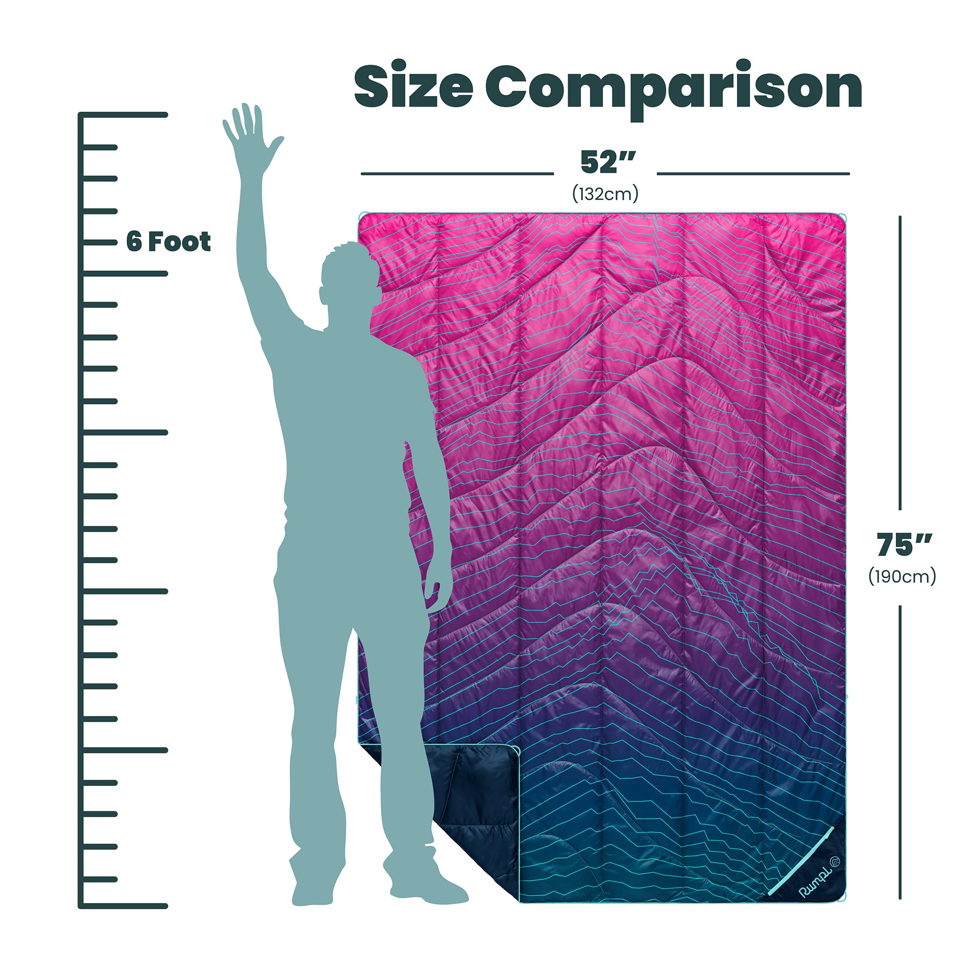 Rumpl Backcountry Puffy Blanket with SummitShield liner withstands rugged weather on alpine outings.