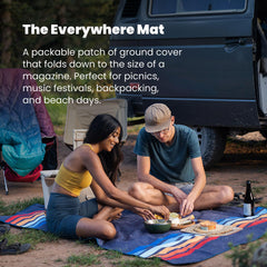 Rumpl Everywhere Mat waterproof bottom protects against damp grass or sand.