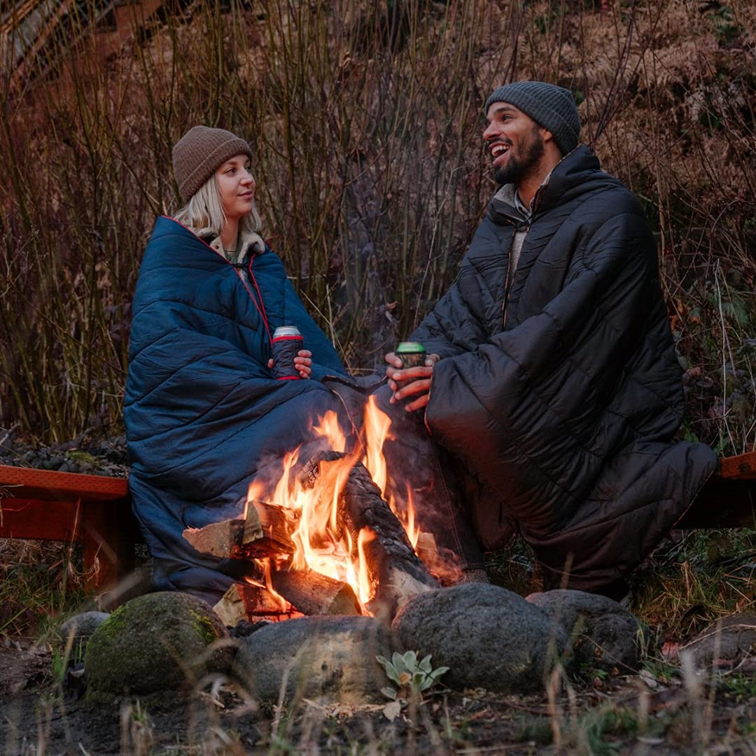 The Rumpl Original Puffy 2P blanket highlights RenewaLoft insulation for warmth.