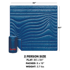 The Rumpl Original Puffy 2P blanket close-up reveals ripstop shell and durable finish.