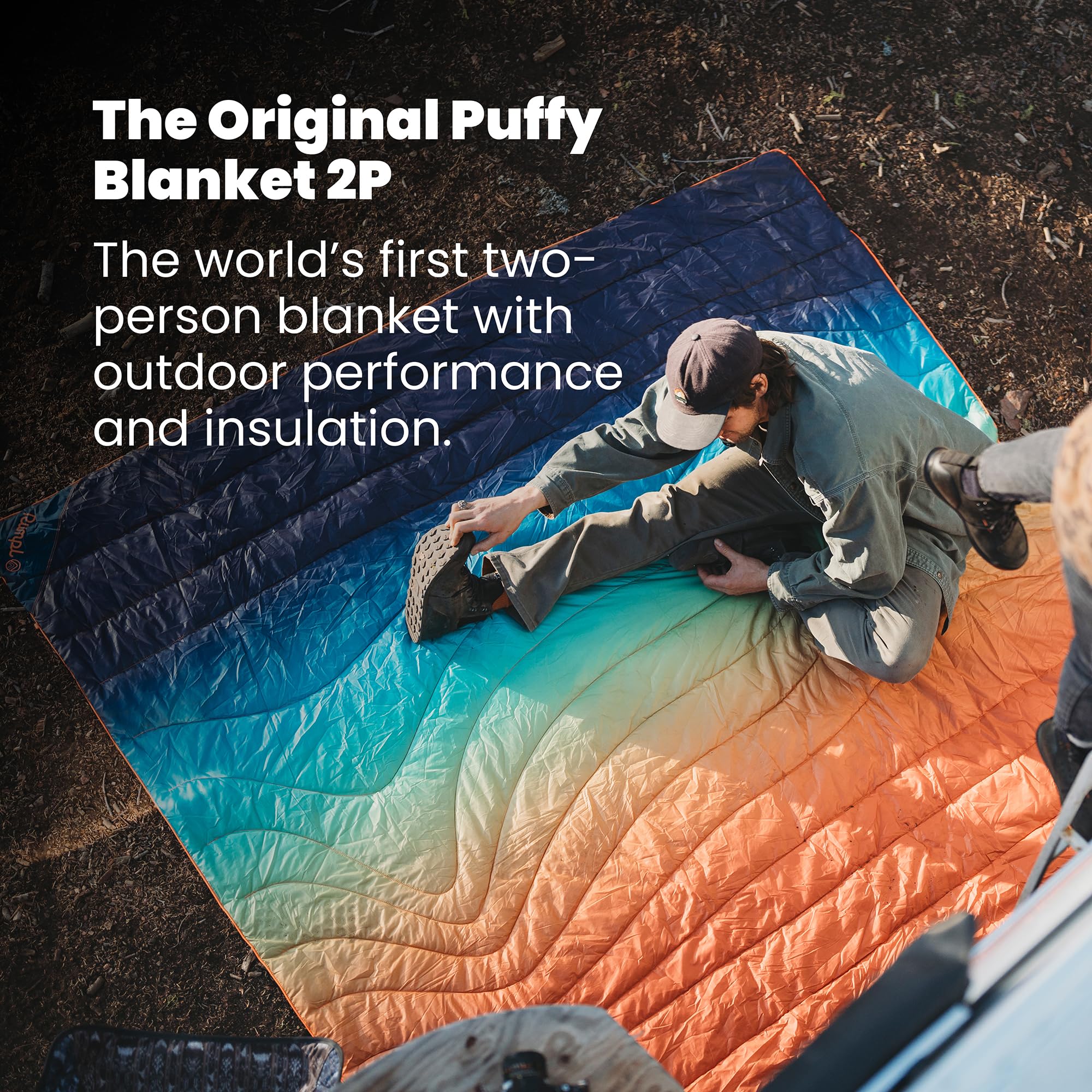 Rumpl Original Puffy Blanket 80x84 inches two-person size ideal for camp nights.