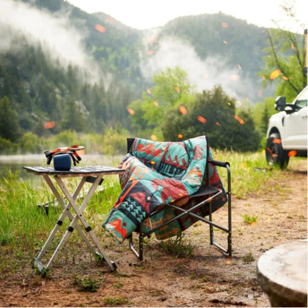 Rumpl Original Puffy Blanket durable ripstop shell for rugged use.