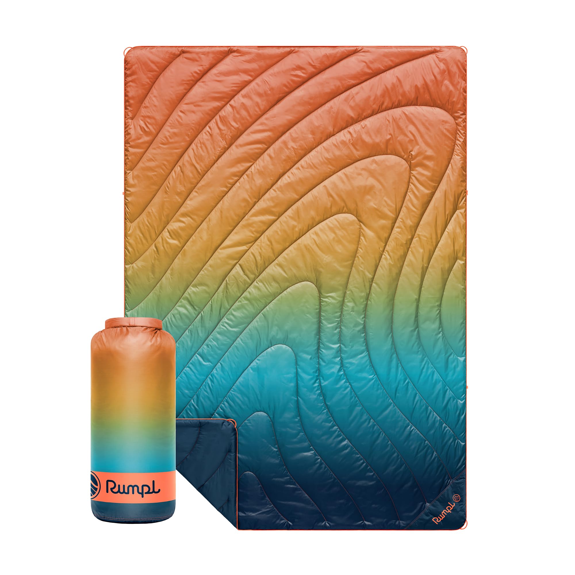 Rumpl Original Puffy Blanket insulation detail shows warm RenewaLoft fill for cold camp nights