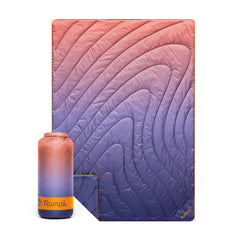 Rumpl Original Puffy Blanket ripstop shell closeup highlighting durable fabric for rugged outdoor use.