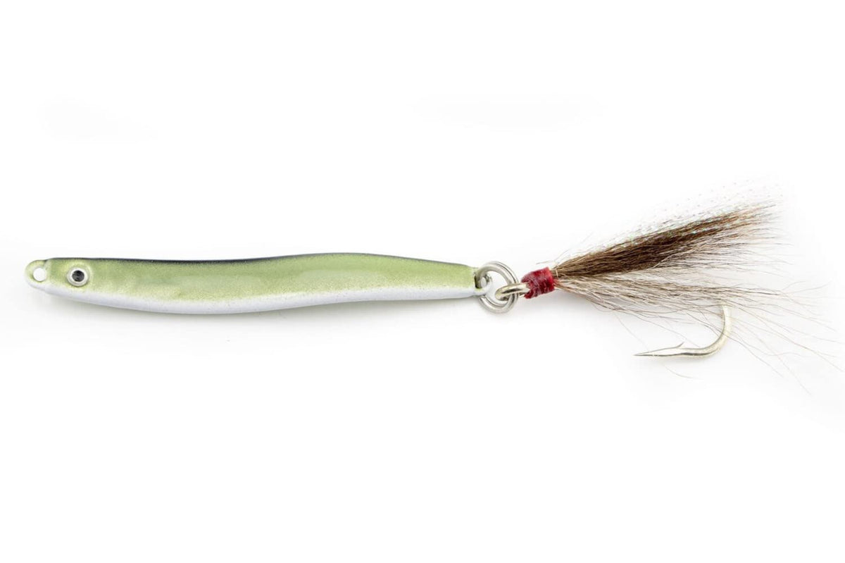 Run Off Lures Sand Eels Jig Green boosts bottom-fishing options with lifelike action.