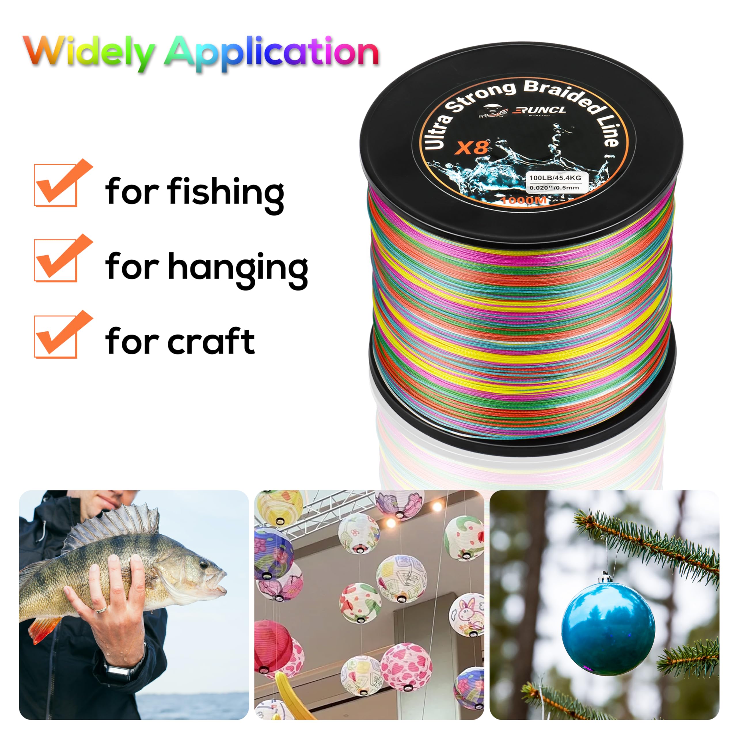 RUNCL braided line close-up emphasizing rugged abrasion resistance for structure fishing.
