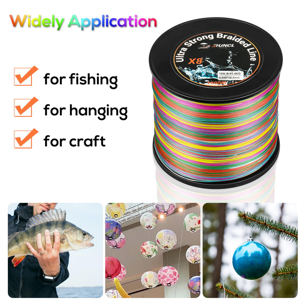 RUNCL braided line close-up emphasizing rugged abrasion resistance for structure fishing.