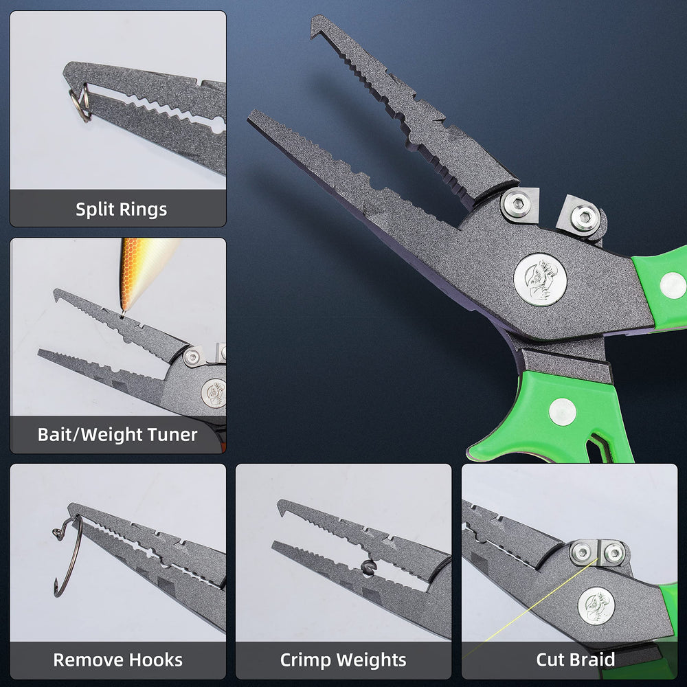 Premium stainless steel fishing pliers with Teflon coating for saltwater and freshwater