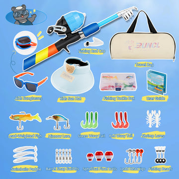 RUNCL kids-combo-kit-blue shown as complete beginner fishing set