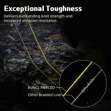 RUNCL Merced braided line passing through rod guides for long-distance casts