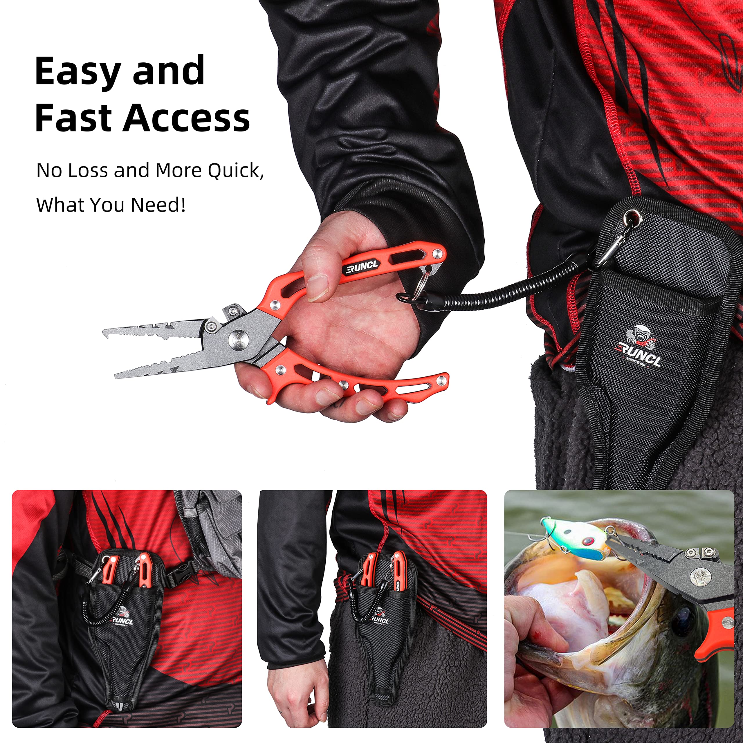 RUNCL nylon sheath with coiled lanyard for secure carry