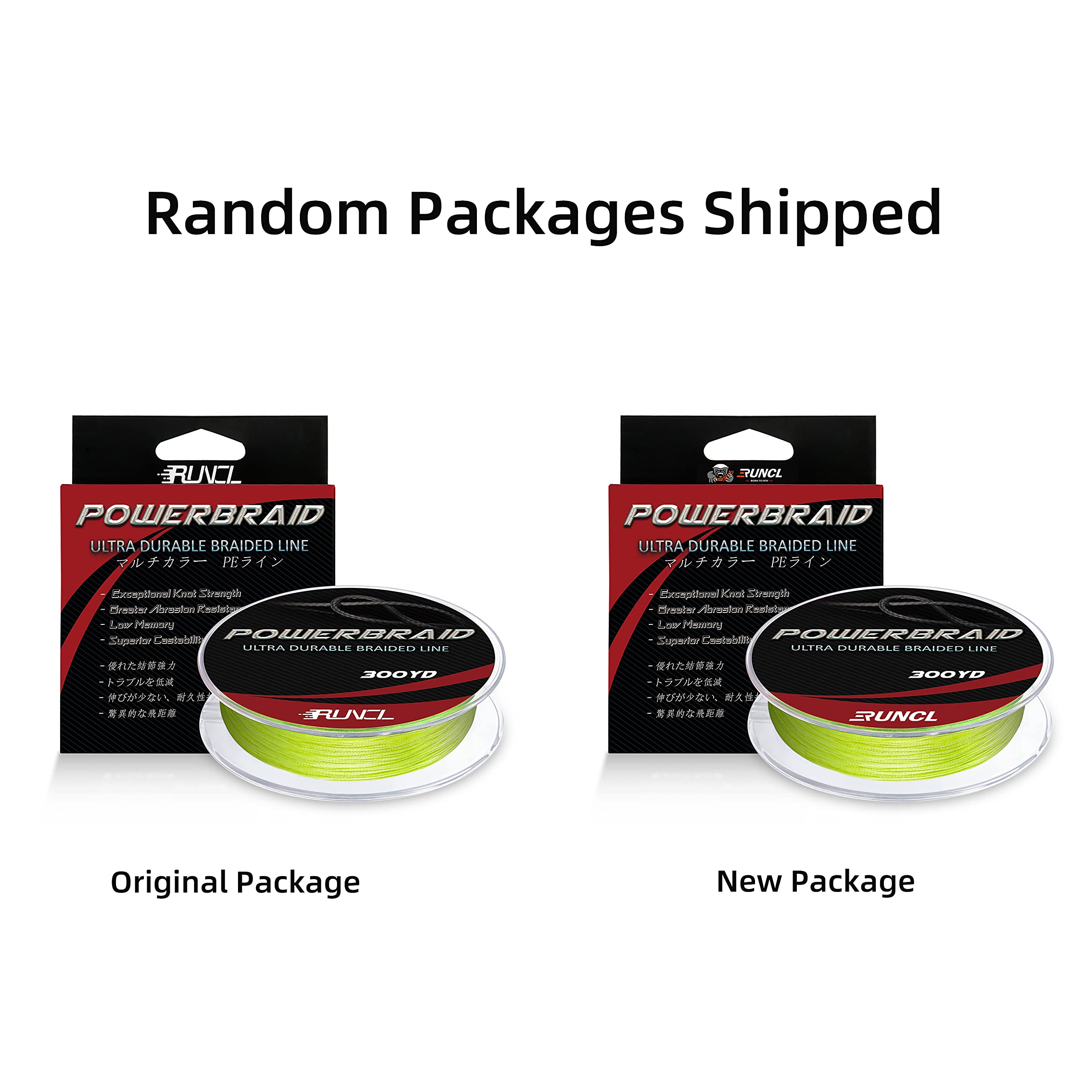 RUNCL PowerBraid hi-vis yellow line on reel aids line control.