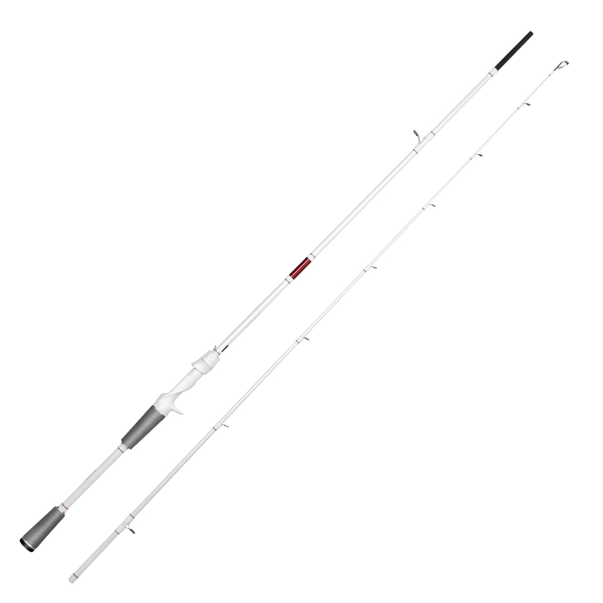 RUNCL Rod Master casting rod red-white matte front view highlighting bold styling and sensitivity.