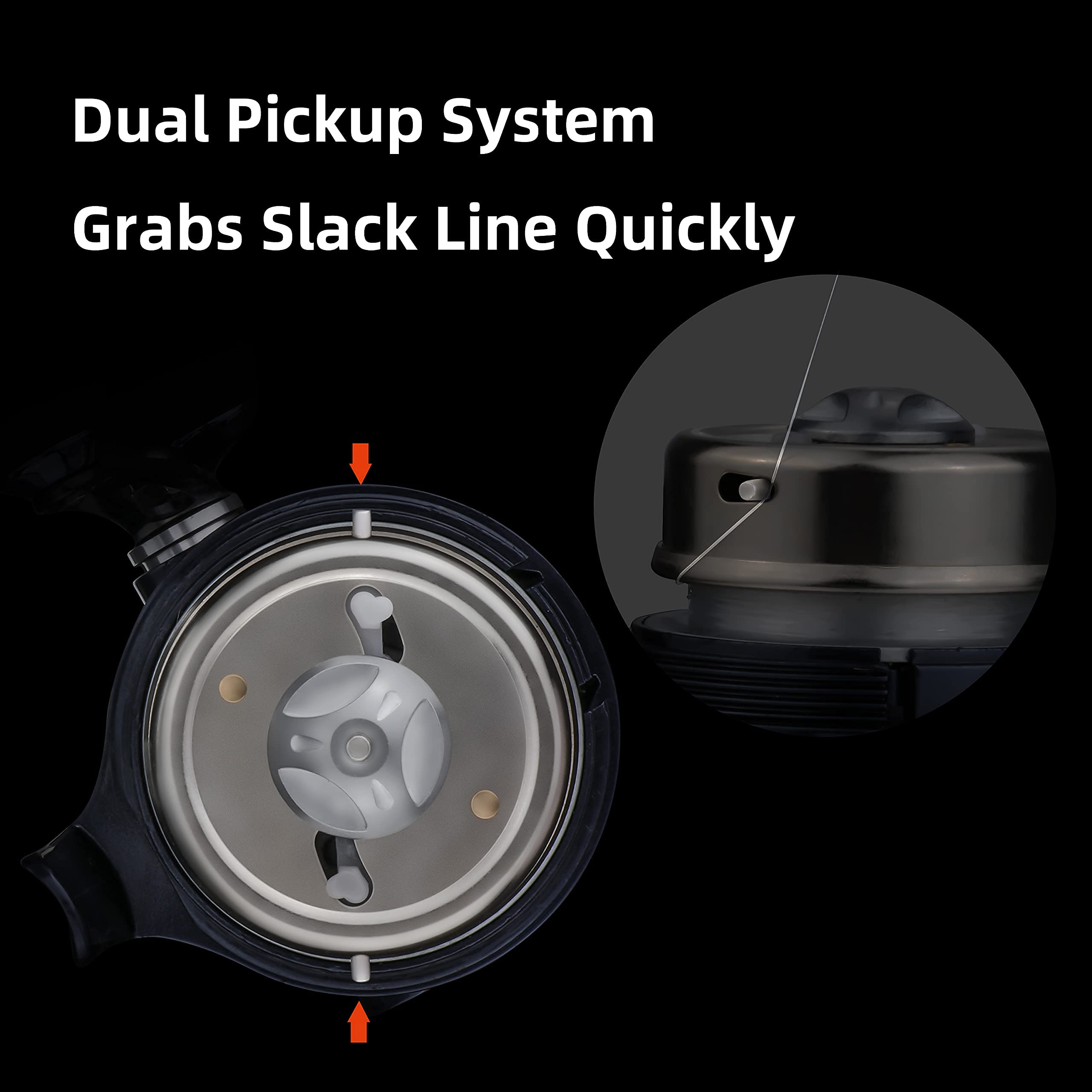 RUNCL Spincast reel rear view shows balanced, durable construction.
