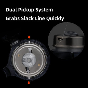 RUNCL Spincast reel rear view shows balanced, durable construction.