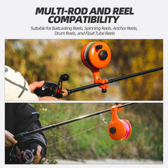 RUNCL spool clamp securing flat line spools up to 1.4 inches