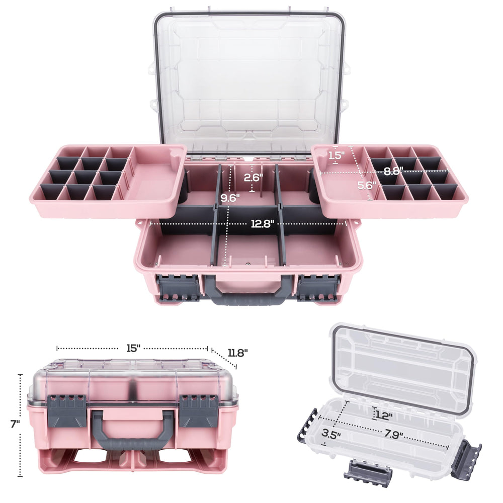 Spacious interior with multiple trays for organized gear