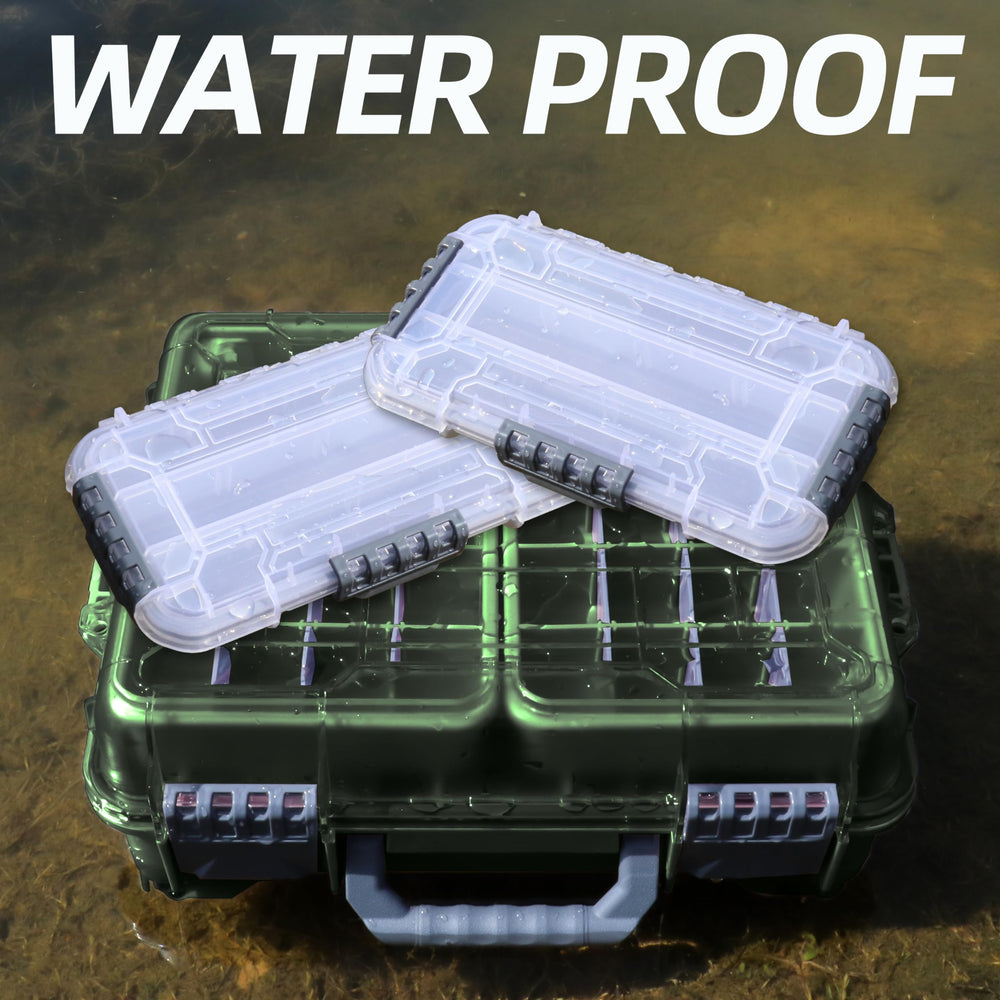 RUNCL universal tackle box durable outer shell resists impact during outdoor use.