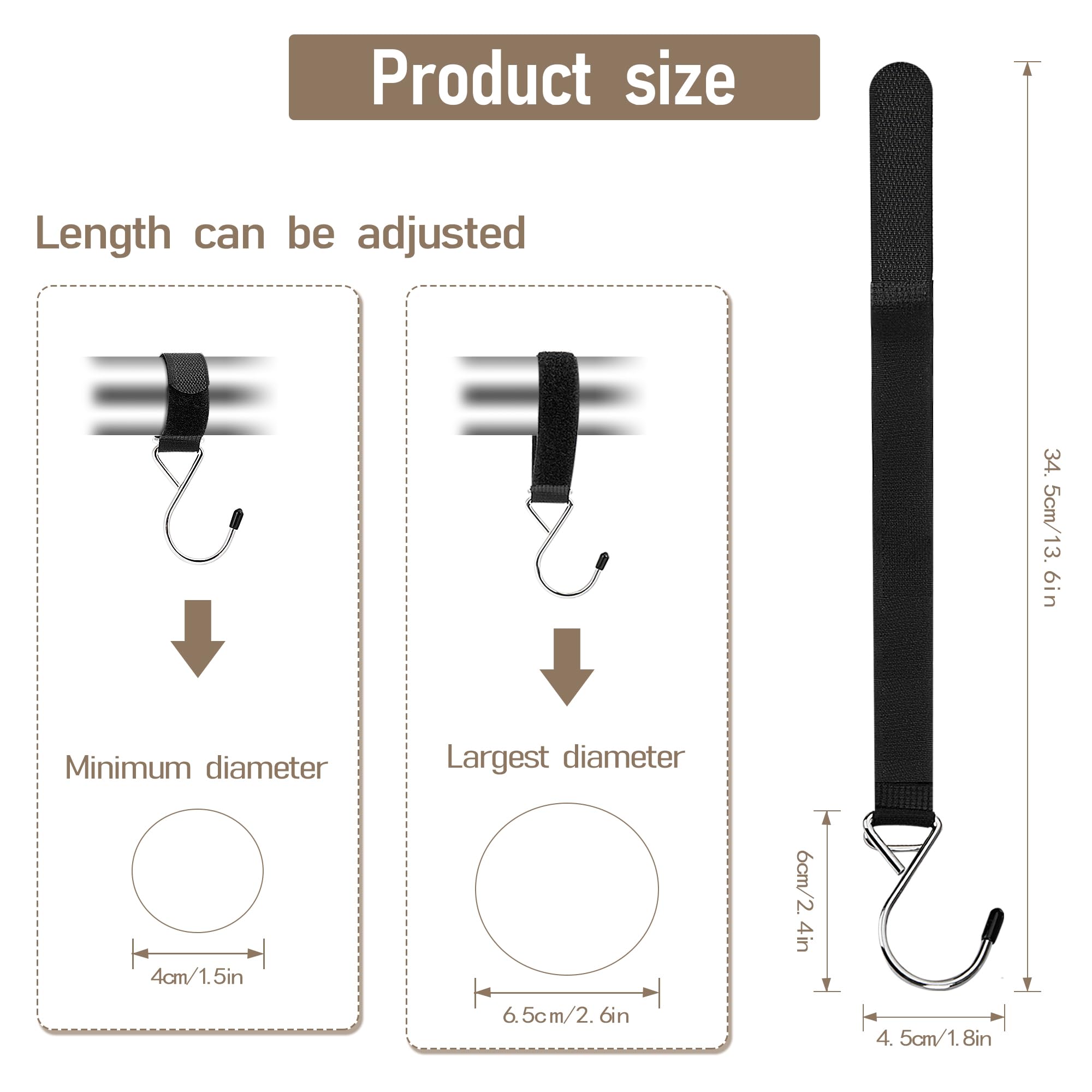 Black nylon woven strap with stainless steel hook for ice shelter coats
