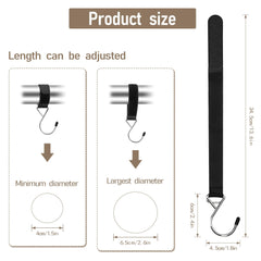 Black nylon woven strap with stainless steel hook for ice shelter coats
