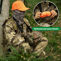 RunNico camo hand muff back-pocket view showing extra storage for snacks.