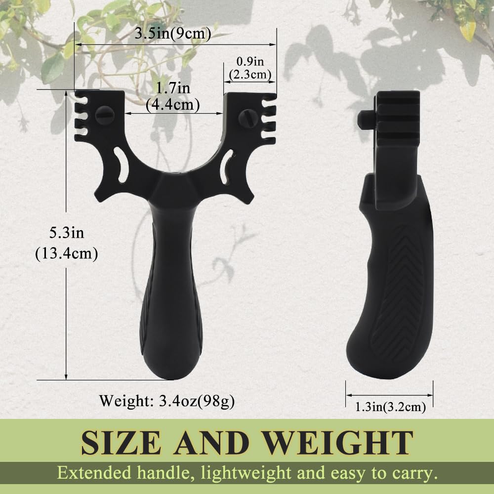 Runzkzy slingshot features an ergonomic grip for easier aiming and comfort.