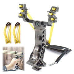 Runzkzy Slingshot folding wrist rocket for portable outdoor practice.