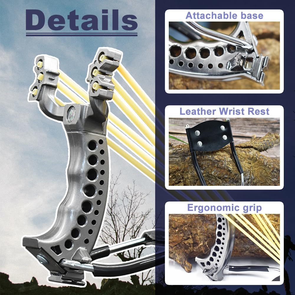Runzkzy Slingshot six-hole head supports flexible band configurations.