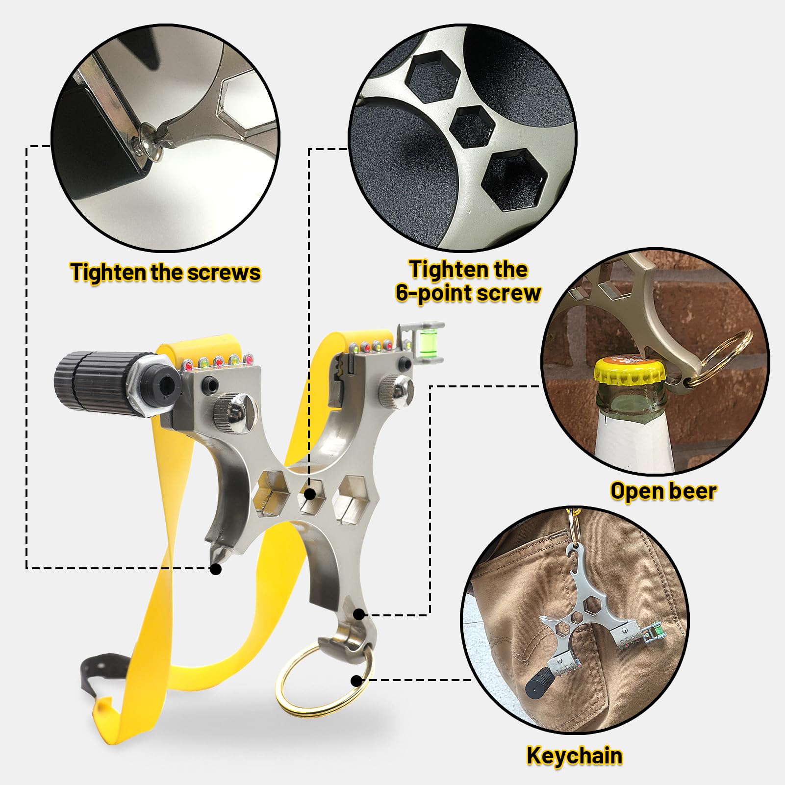 Ruoersi slingshot bottle opener integrated for convenient outdoor use