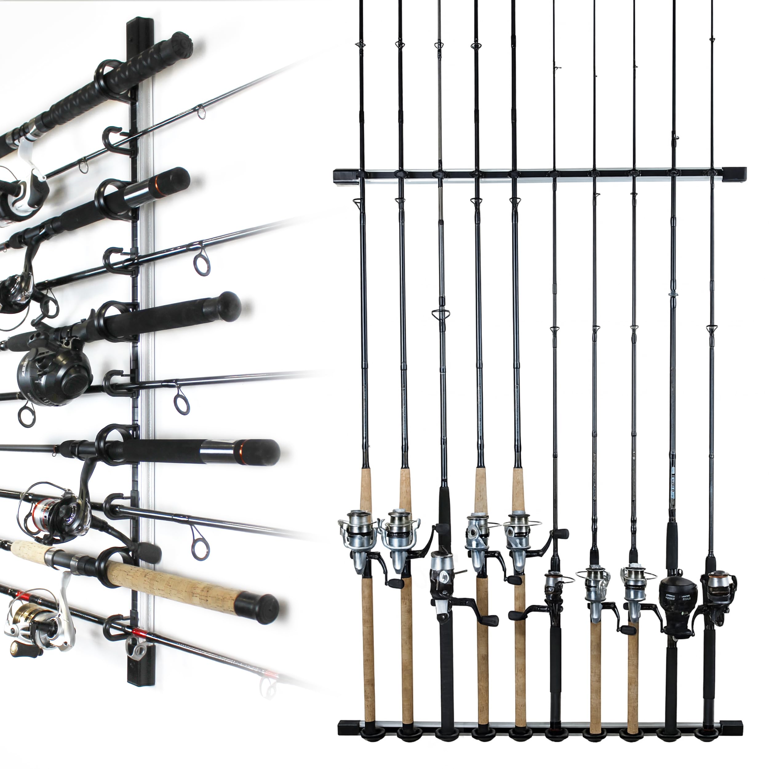 Rush Creek Creations fishing pole storage wall mount keeps rods organized and ready