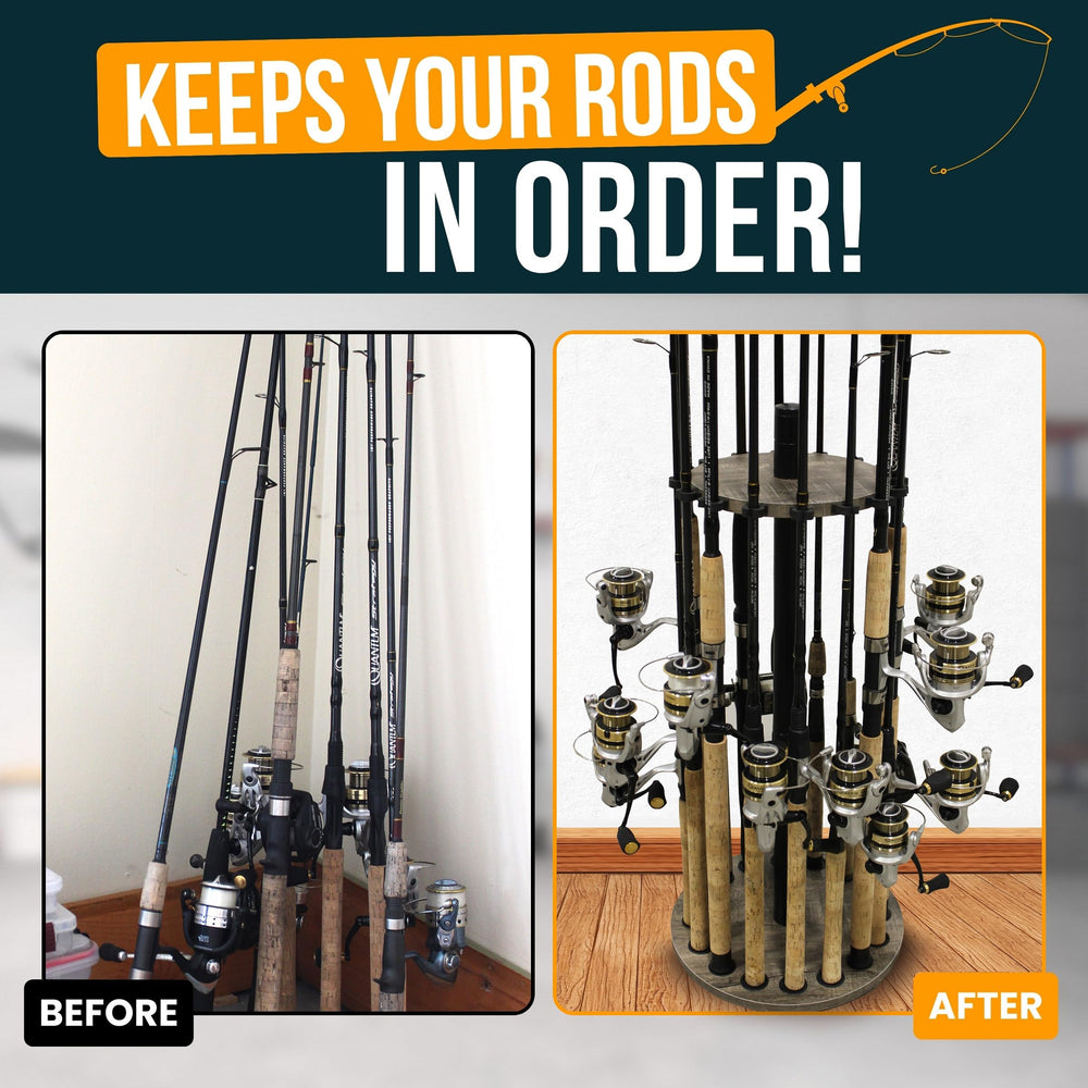 Rush Creek Creations 30in rod rack keeps rods off the floor