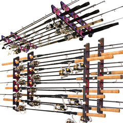 Rush Creek Creations 8-rod wall rack twin pack keeps fishing rods neatly organized.