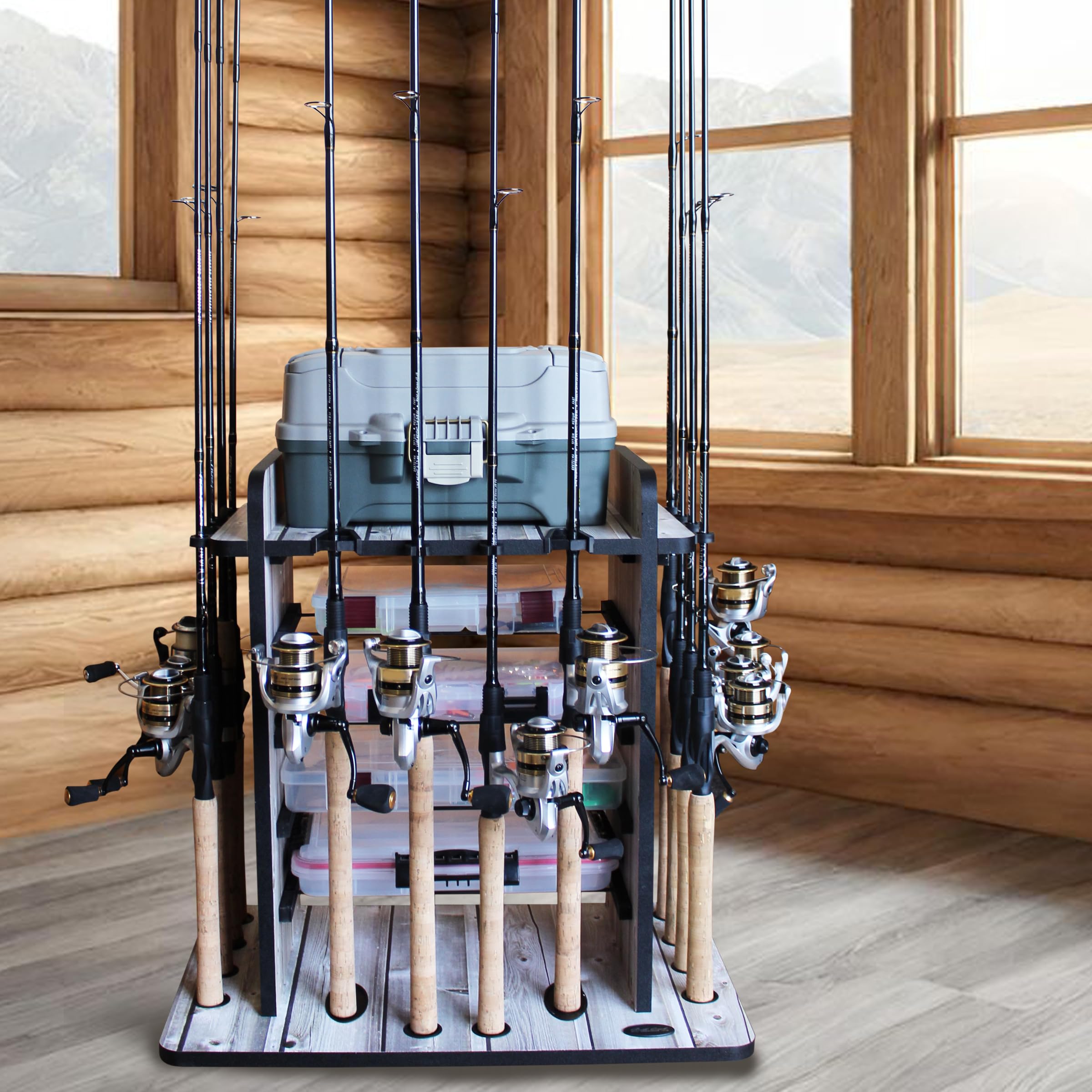 Rush Creek Creations 14-rod rack easy assembly with base pad and guides