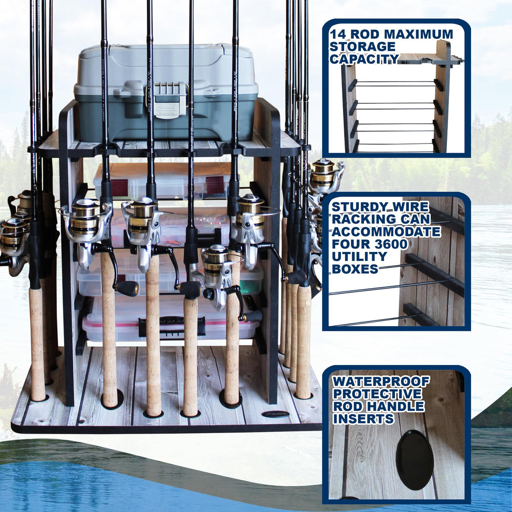 Rush Creek Creations 14-rod rack dual-rod clip securely holds two rods