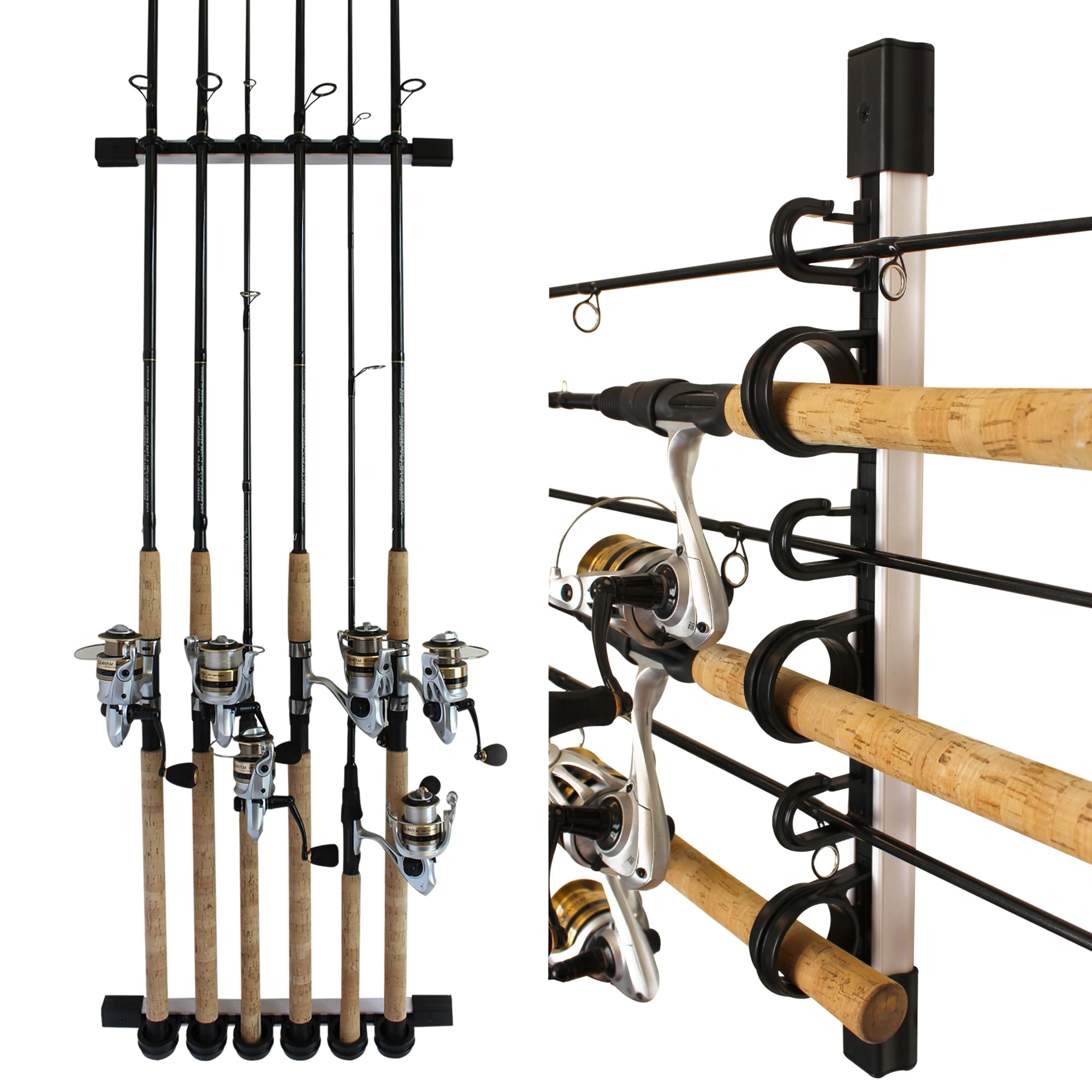 Rush Creek Creations 6-rod wall rack assembly keeps rods organized and ready.