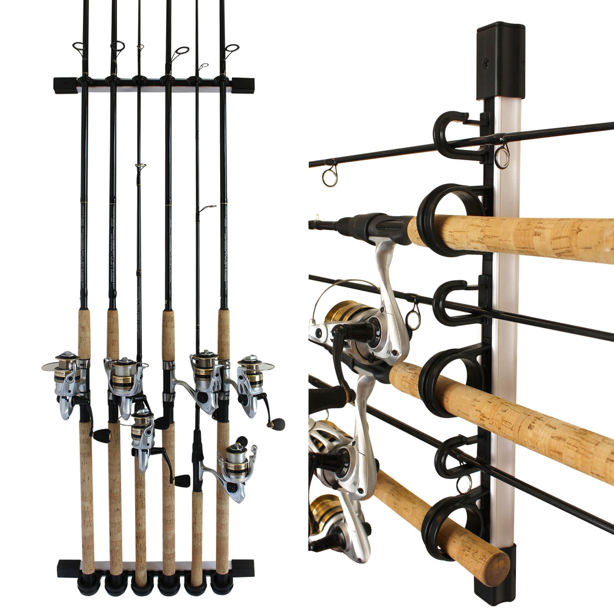 Rush Creek Creations 6-rod wall rack assembly keeps rods organized and ready.