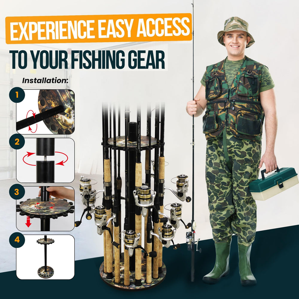 Rush Creek Creations garage organization scene illustrates versatile indoor storage of fishing gear.