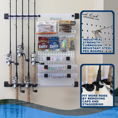 Rush Creek Creations No Limit adjustable rod track protects reels with deep handle wells