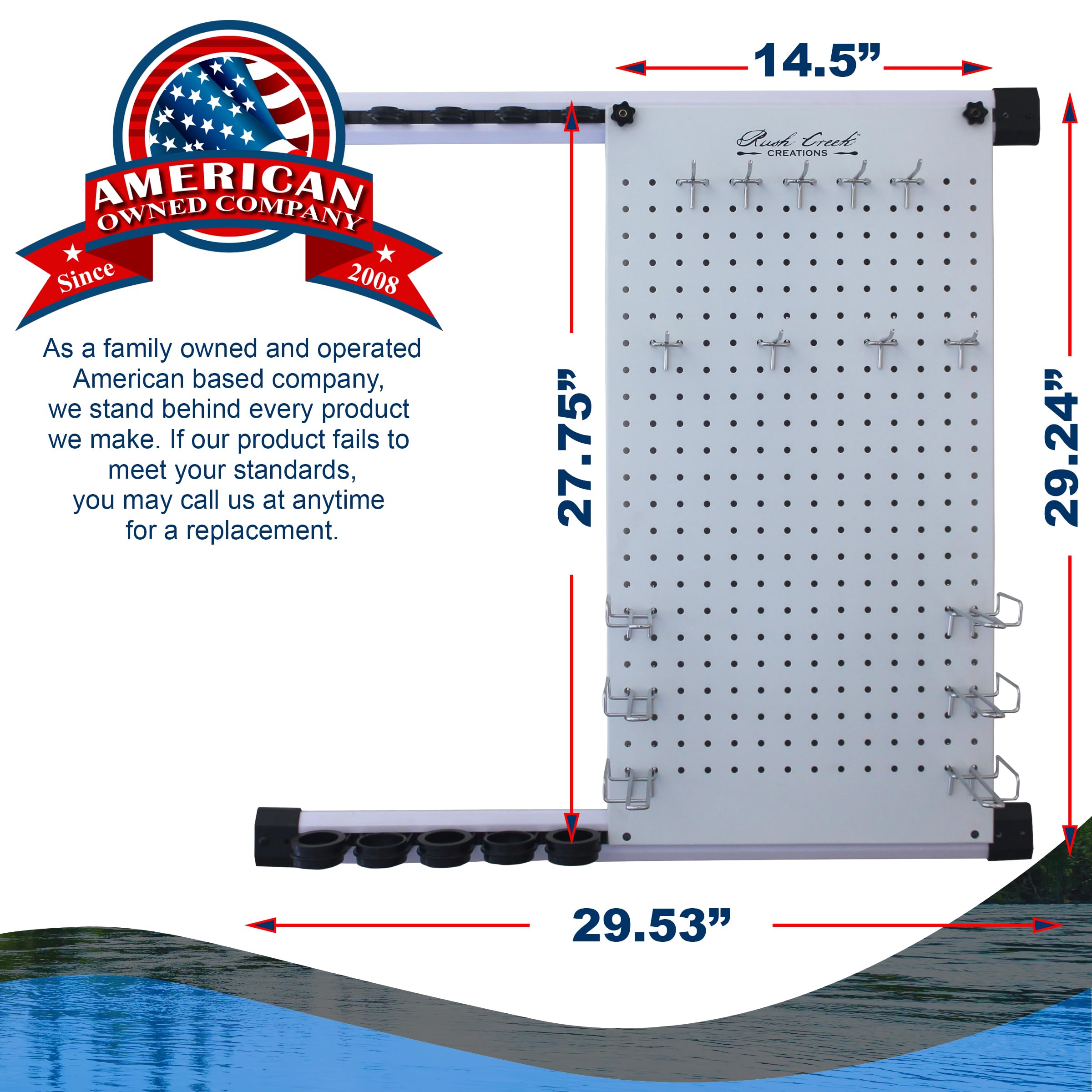 Rush Creek Creations No Limit chrome clips and pegs securely hold gear in place