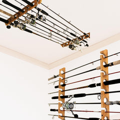 Rush Creek Creations Reel Salty 8-Rod Rack ceiling-mount saves space in garage