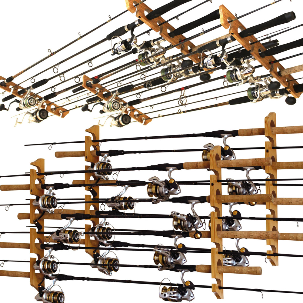 Rush Creek Creations Reel Salty 8-Rod Rack wall-mount keeps gear organized and accessible