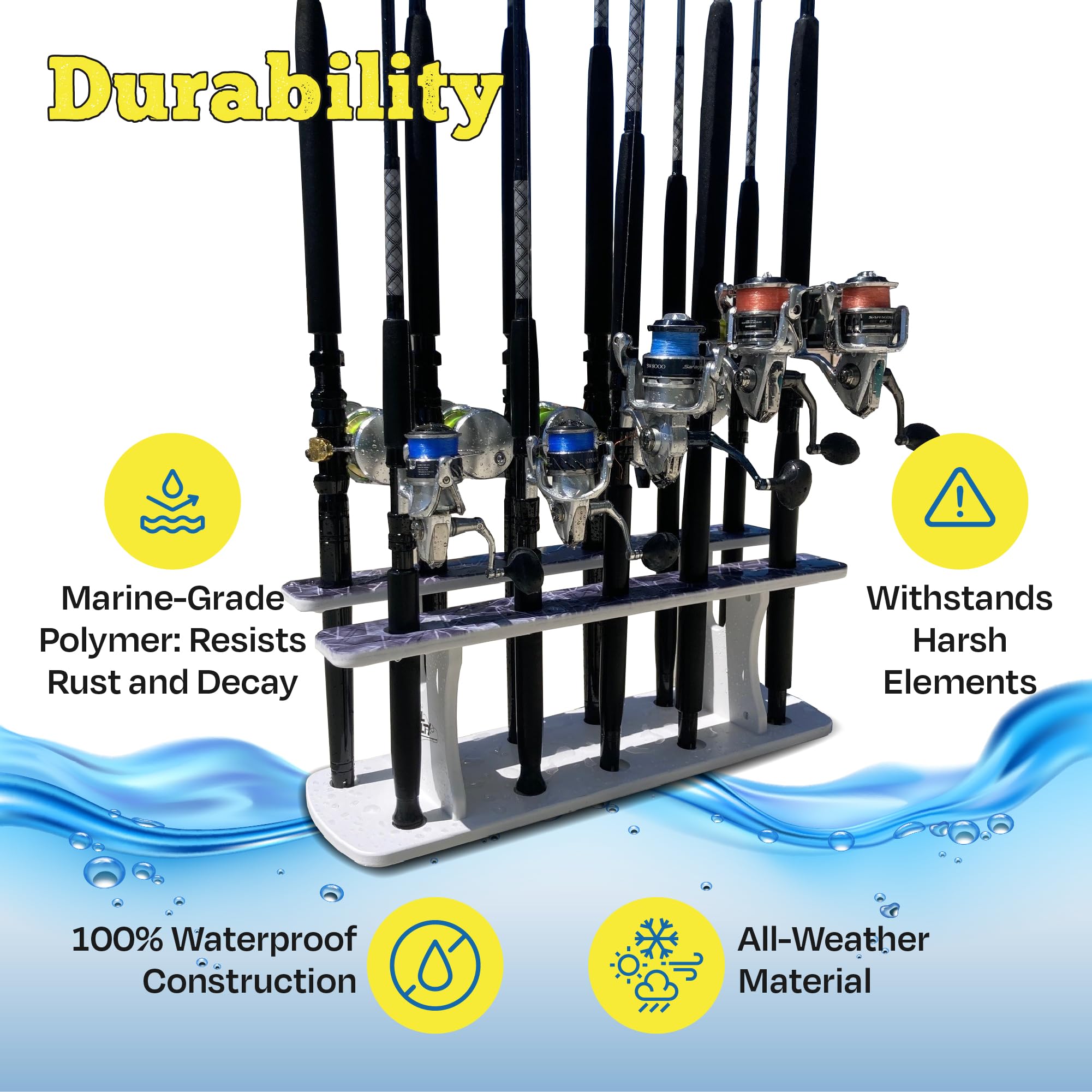 UV-resistant rod holder for indoor or outdoor use