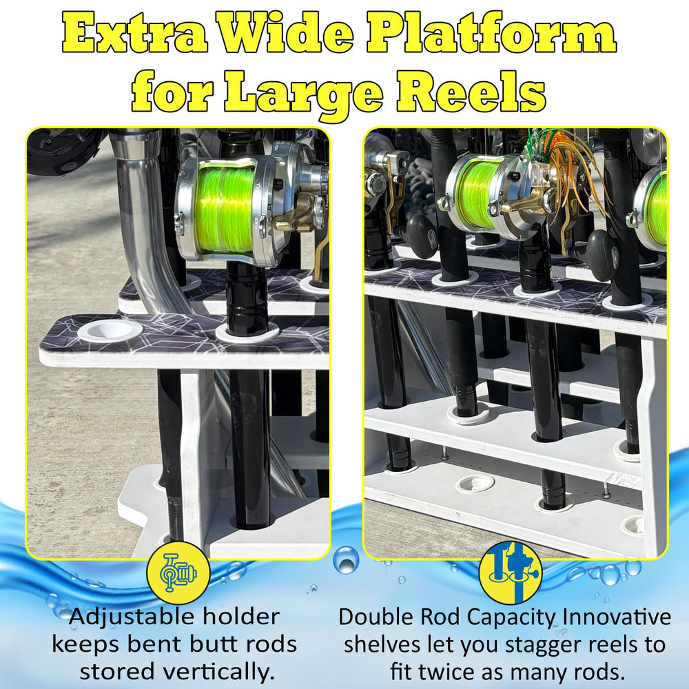 Outdoor dock installation with the 19-Rod Organizer in use