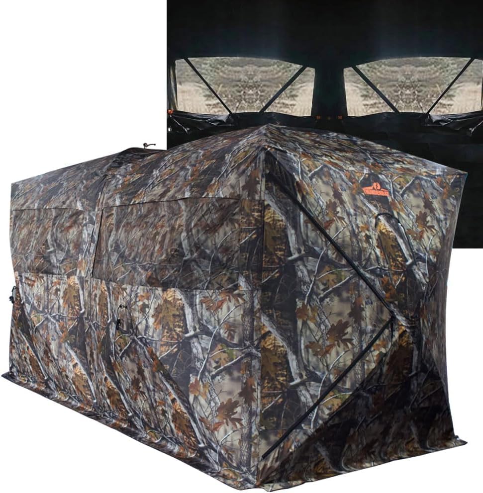 RuskBlinds Thunderdome side-by-side blind setup offers roomy shelter for hunting